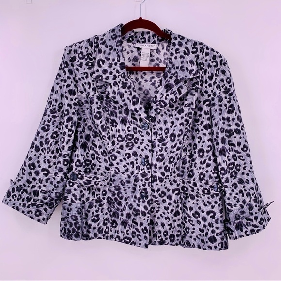 Sag Harbor Jackets & Blazers - Sag Harbor Gray Animal Print 3/4 Sleeve Jacket 16